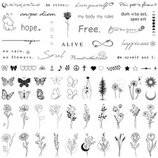 Realistic Temporary Tattoos for Women 60 Sheets Tiny Small Removable Adult F...