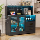 Wine Bar Cabinet with RGB Light, Liquor Cabinet with Wine Rack and Glass Holder