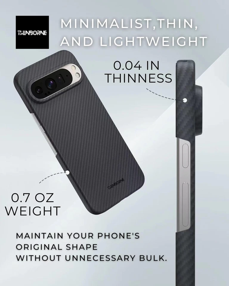 Thinborne 兼容谷歌 Pixel 10 Pro Pixel 10 保护壳 600D 芳纶纤维 — 第 2/4 张图片