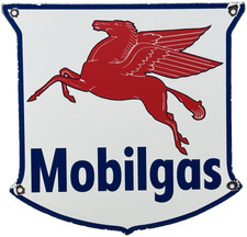 Vintage Mobilgas Porcelain Sign Dealership Gas Mobil Motor Oil Peggy Gas