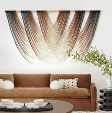 Macrame Wall Hanging Brown Dip Dyed Large Fiber Yarn Wall Art Boho Wall Decor...