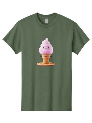 Pink-Ice-Cream-2 Mens Graphic Tee, 100% Cotton, Casual Summer Wear