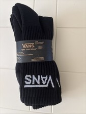 Vans Socks Mens Black 6.5-9 US Classic Crew Socks 3-Pack Off The Wall Skateboard