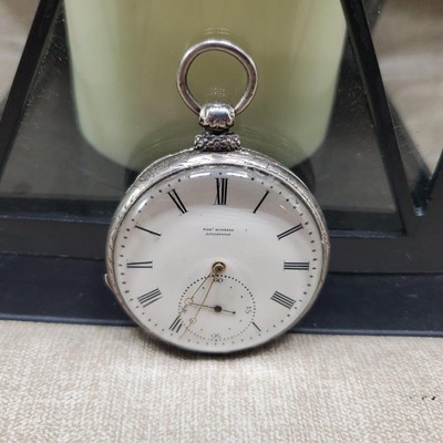 VINTAGE ROBERT ROSKELL KWKS SILVER  4 JEWELS  * POCKET WATCH   * RUNS  *