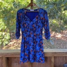 Tanya Taylor Natalia Dress Blue And Orange Floral Silk Blend Size 2