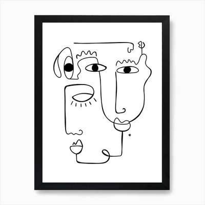 Schwarz-Weiß-Gesichter Kunstdruck gerahmt Wandbild Poster Leinwanddruck Bild