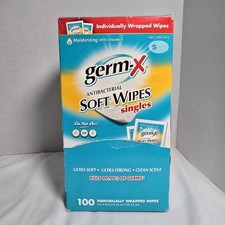 Germ-X Antibacterial Soft Hand Wipes Singles 100 Count Disposable OPEN BOX READ