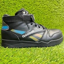 Reebok BB4500 High Mens Size 9.5 Black Blue Leather Composite Toe Work Shoes