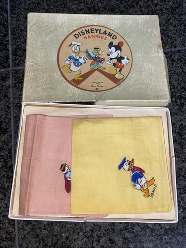 Vintage Disneyland Hankies Box Set Snow White Donald Duck Handkerchiefs - Picture 11 of 17