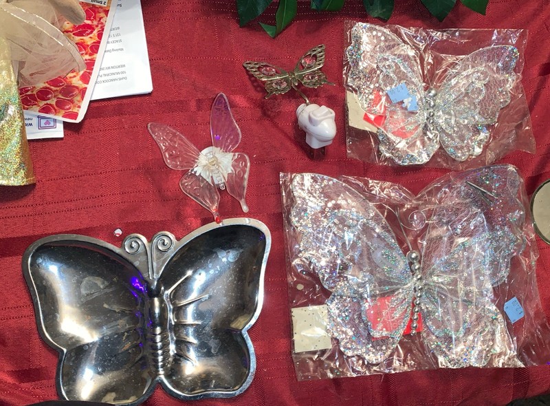 Lot of 5 Butterfly Decorations Silver Plate 2 Burton Ornaments 2 Lights