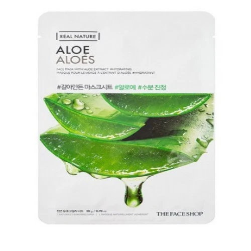 Máscara de jugo de aloe real The Face Shop 10 hojas K-Beauty hidratante calmante Foto 2 de 4
