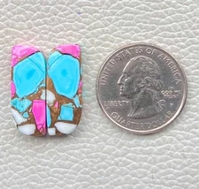 22 Ct Natural Cotton Candy Pair Kingman Turquoise Fancy Cabochon Gemstone DL=46