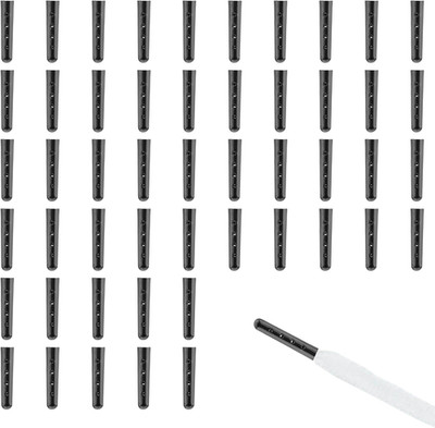 50PCS Black Metal Aglets   Shoelace Tips for Sneakers & Hoodies DIY Repair