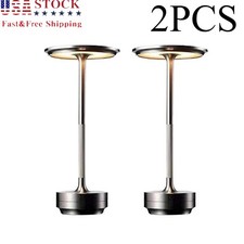 2x Silver LED Touch Sensor Table Lamp Rechargeable Dimmable Bar Desk Night Light
