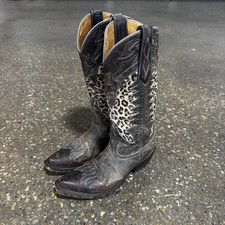 Johnny Ringo Boots Womens Cowgirl Cheetah Print Brown Leather Made In USA 6.5 B