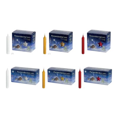 Pyramidenkerzen JEKA  Set Weiß  rot gold Original Erzgebirge Weihnachten Advent