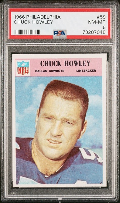 1966 Philadelphia #59 Chuck Howley RC PSA 8 Dallas Cowboys HOF West Virginia U.