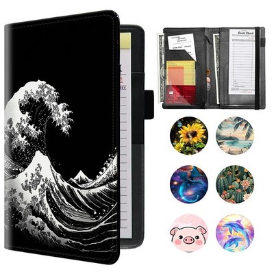 Server Books for Waitress, Waitress Book with Elastic Bandage Closure PU Leat...