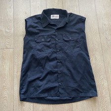 Vintage Dickies Black Workwear Vest Sleeveless Button Front Utility 100 Cotton