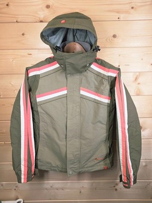 Protest Geotech 3.0 Ski Jacket Womens Small Khaki Green Pink Stripes Waterproof