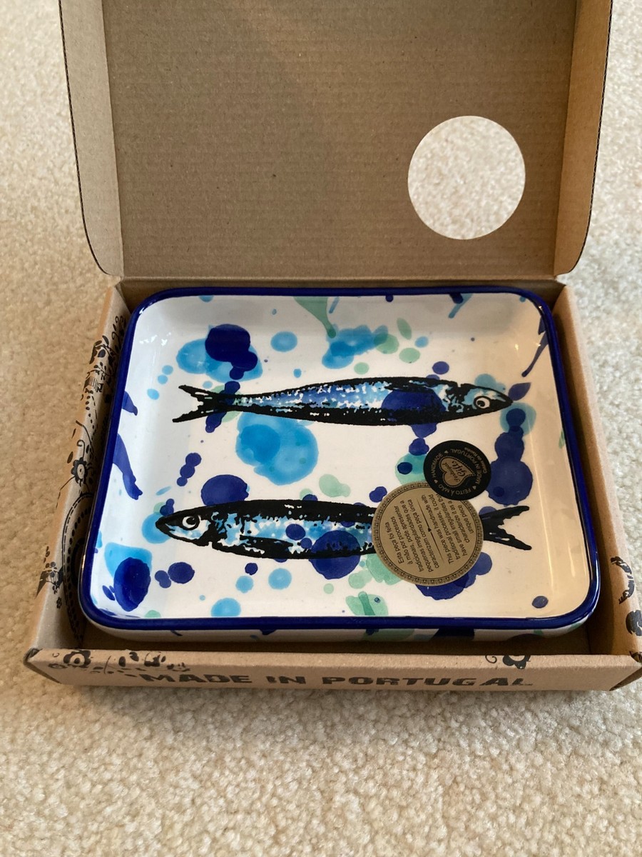 no.112 海の子魚とMottleのゴムブレス DURO CERAMIC SMALL FISH PLATE Tray Trinket Dish Blue Sardines