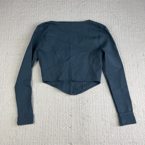 Aritzia Sunday Best Womens Crop Top Small Maverick Long Sleeve Zip Corset Blue - Picture 13 of 13