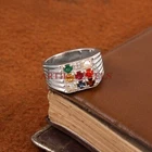 Natural Navaratna Gemstone with 925 Sterling Silver Ring for Men's #4348
