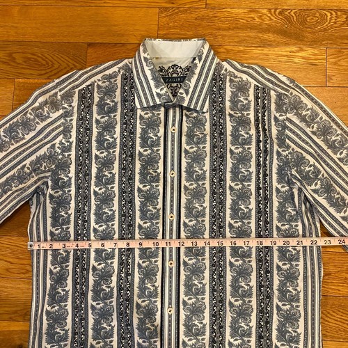 Zagiri Mens Button Front Long Sleeve Floral Embroidery Flower Dress Shirt Large - Picture 8 of 11