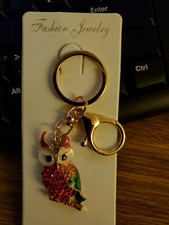 BEAUTIFUL SPARKLY OWL MULTICOLOR KEYCHAIN