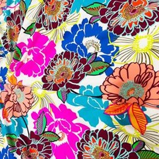 Spandex Fabric Summer Colorful Flowers print Stretch 60" w by Yard for Swimwear