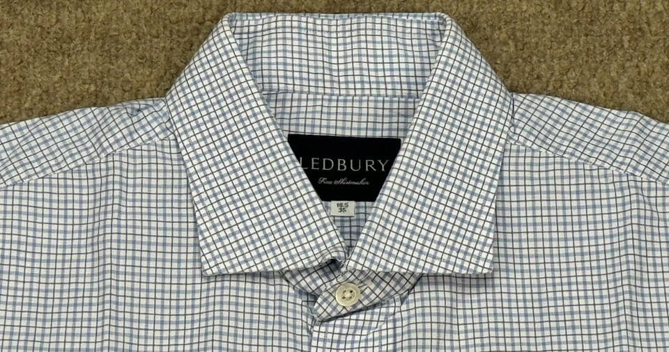 Camisa de vestir Ledbury Fine Shirtmaker de manga larga con patrón de cuadros para hombre talla 16,5-35 Foto 4 de 4