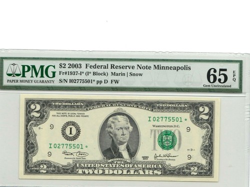 $2 DOLLARS 2003   FEDERAL RESERVE STAR  NOTE  LUCKY MONEY VALUE $250 - Picture 1 of 2