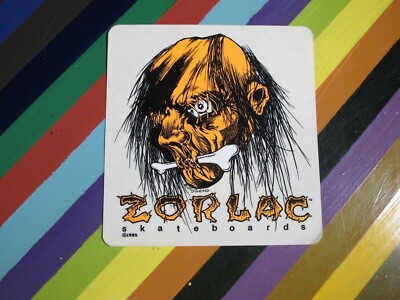vtg 1980s Zorlac Skateboard sticker Double Cut large on clear