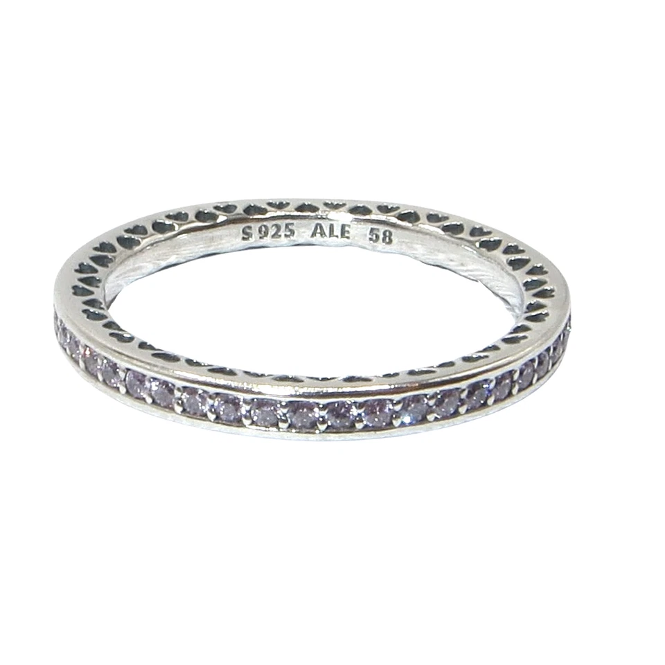 Pandora Corazones de Pandora Talla 8 SS .925 Esmalte Circonita cúbica Anillo Apilable 191011PCZ Foto 4 de 4