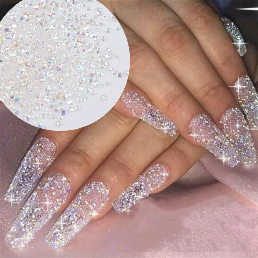 1440x AB Nail Rhinestone Crystal 1.2mm 3D Micro Glass DIY Gems Glitter Nails  Art