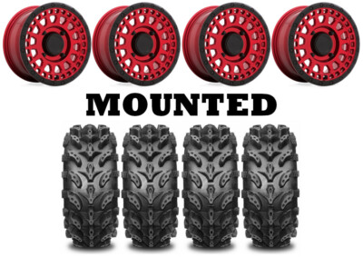 Kit 4 Interco Swamp Lite 28x9-14/28x11-14 on Black Rhino Parker Red Narrow H700