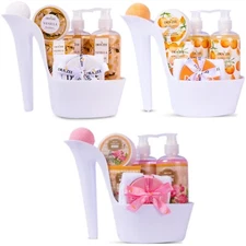 Draizee 24 Pcs Rose, Vanilla, Citrus Scented set of 3 Spa Gift Baskets for Women