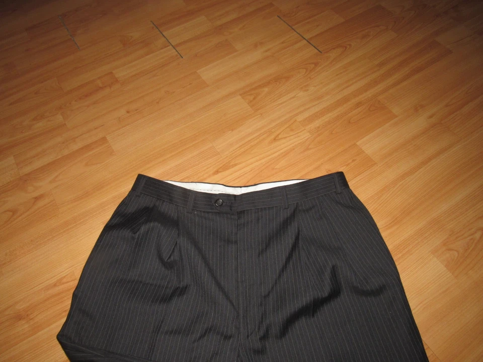 Pantalones de vestir a rayas grises puño plisado Ralph Lauren para hombre 35 X 32 (etiquetados 36 X 32) Foto 3 de 4
