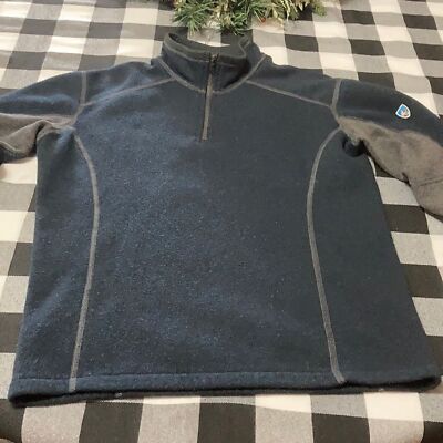 KUHL REVEL KASHMIRA 1/4 Zip JACKET PULL OVER Sweater Boys Medium 10-12 Blue Gray