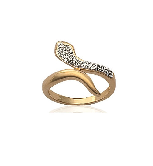Bague serpent plaqué or 18k et oxyde de zirconium taille 52 54 56 58 60