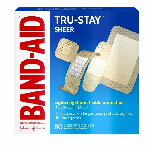 Band-Aid Tru-Stay Sheer Bandage Lightweight Breathable Protection 80 Ct 6 Pack