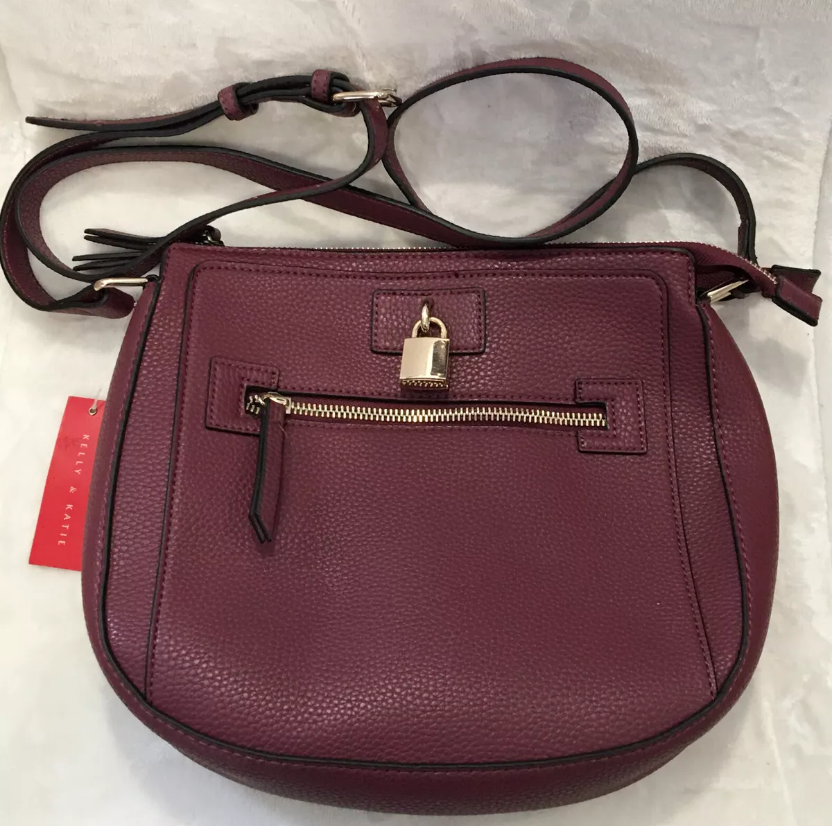 Kelly & Katie Burgundy Crossbody Bag With Adjustable Strap With Tag See  Descrip.