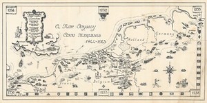 1945 1st Assault Brigade Royal Engineers 8x16 WWII Route Map of Northern Europe