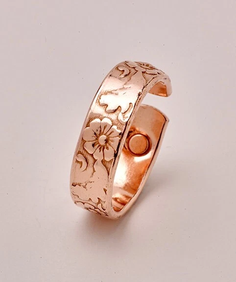 COPPER FAYRE Copper Ring Rose Patterned With Magnets - 2 1/2" long 6.3 mm wide CRM4