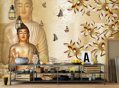 Sticker Mural 3D Statue De Bouddha - Autocollant Décoratif Amovible Romy, Fabriqué En Allemagne
