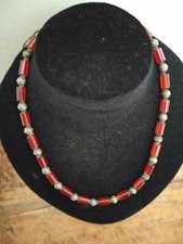 Scontata Collana * CORNIOLA - ARGENTO * Lunga  cm49