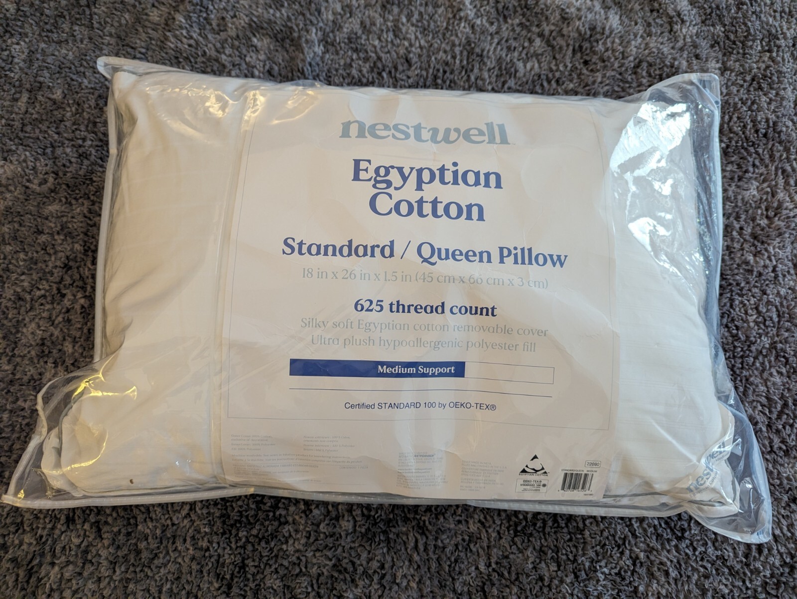 Nestwell Egyptian Cotton Medium Support Pillow Standard /Queen 625 Thread Count eBay