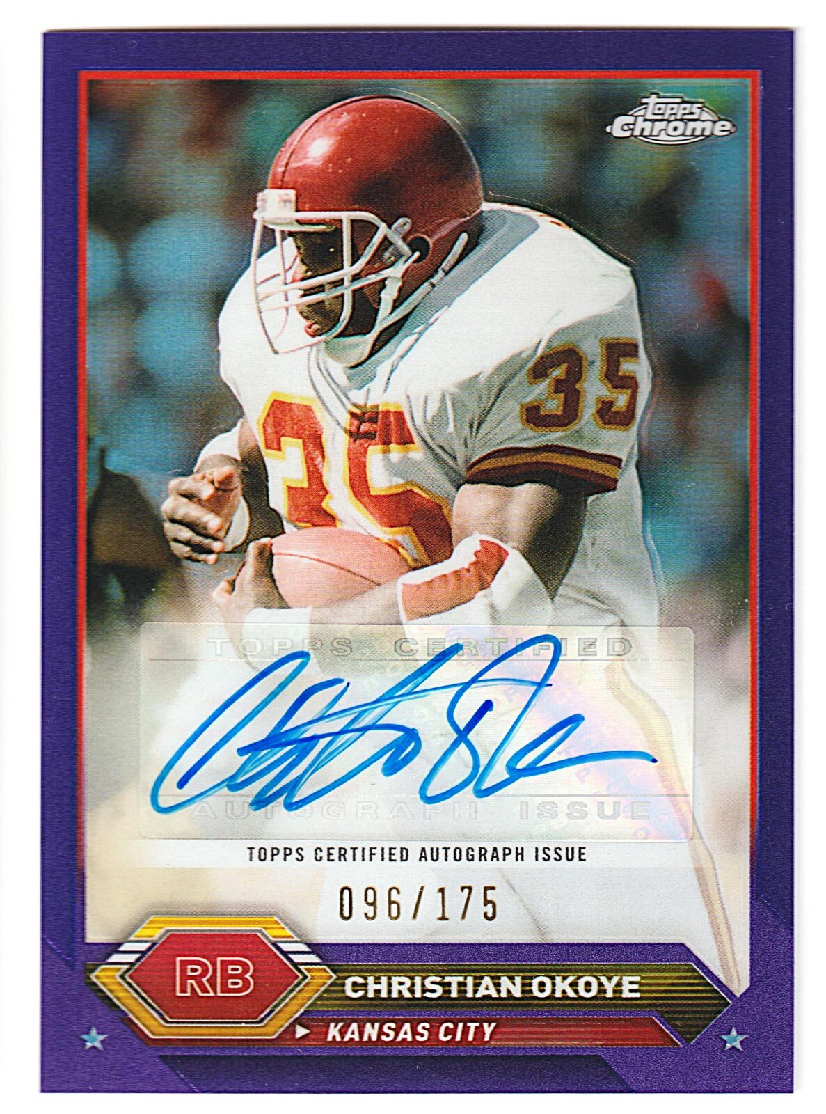 2023 Topps Composite Chrome Christian Okoye Auto Purple Refractor /175 #TCA-CO