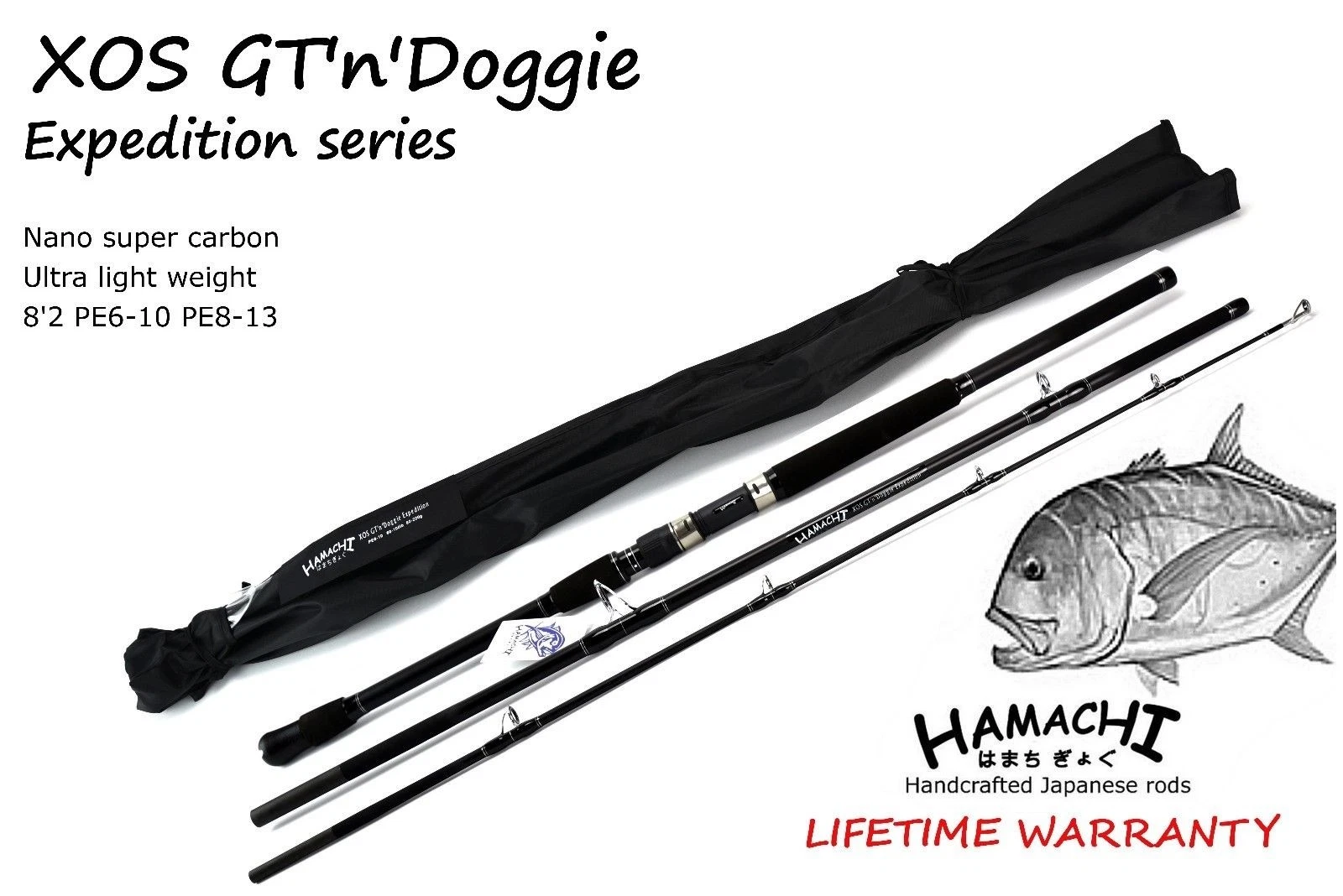 2023 Hamachi XOS GT'n'Doggie 10' PE 6 - 10 / 50 - 100 lb Popper fishing rod pole