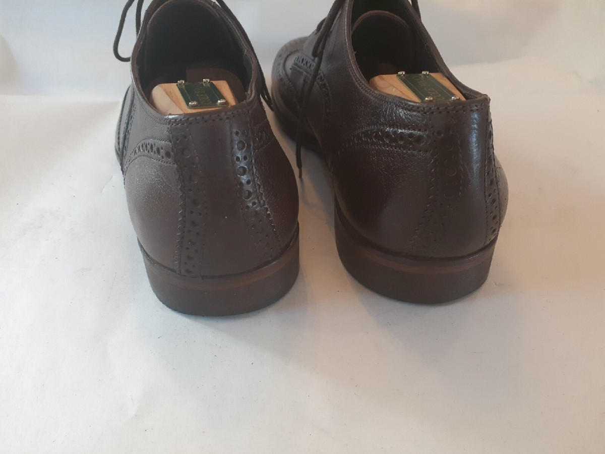 Hugo Boss Brown Perforated Wingtip Derby Made in Italy Men  display picture 3